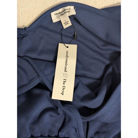 👗 The Drop L Sleeveless Wrap Jumpsuit Navy Stretch Knit @caralynmirand NWT - Picture 6 of 6